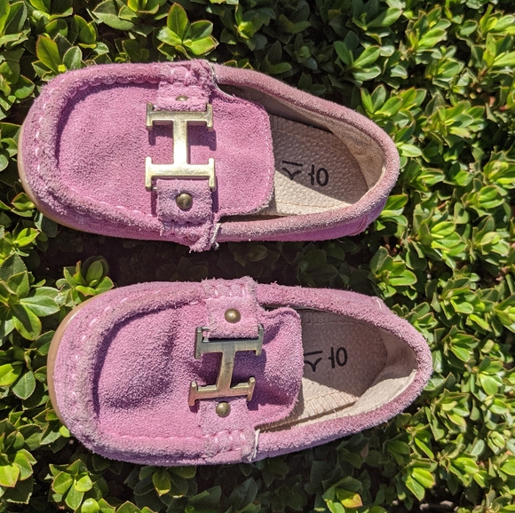 Toddler suede loafers Bossy Kidz pink suede "H" shoes. size 22 - Picture 13 of 13